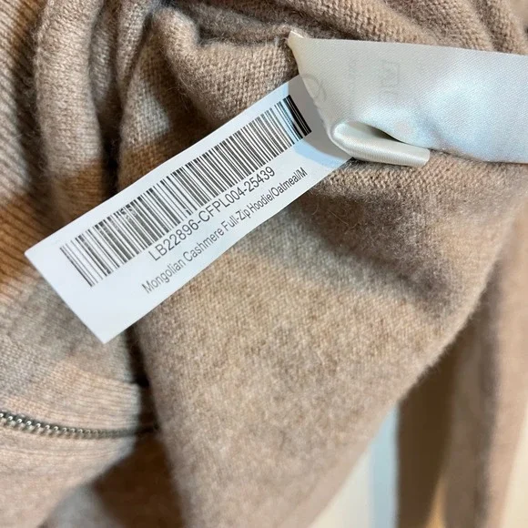 Quince Sweater 100% Mongolian Cashmere Full Zip Hoodie Oatmeal Beige Medium - Picture 5 of 5